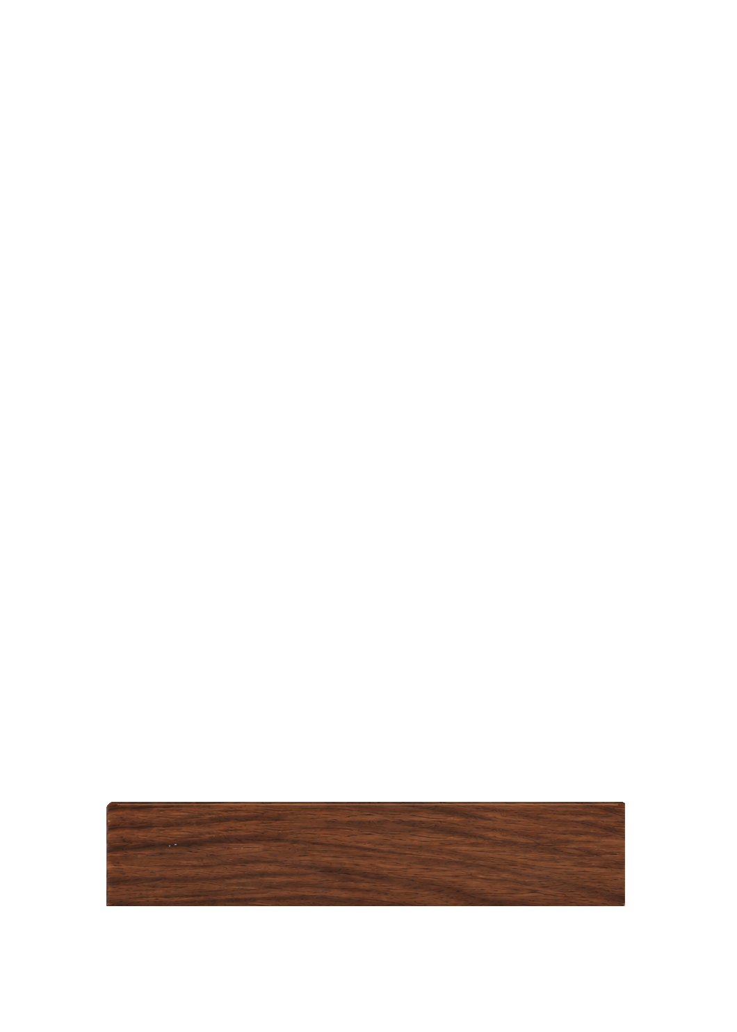 4.5-inch dark walnut stand in front of the acrylic