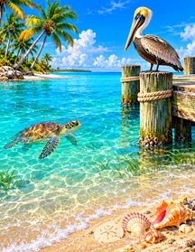 Florida Pelican & Turtle