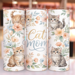 Floral Cat Mom 20oz Tumbler