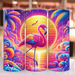 Neon Flamingo Sunset 20oz Tumbler